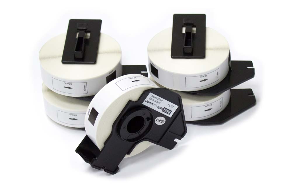 Vhbw - 5x Etiketten-rolle Mit Halter 17mm X 87mm (300 Etiketten) Kompatibel Mit Brother Pt Ql1060n, Ql-500, Ql-500a Etiketten-drucker