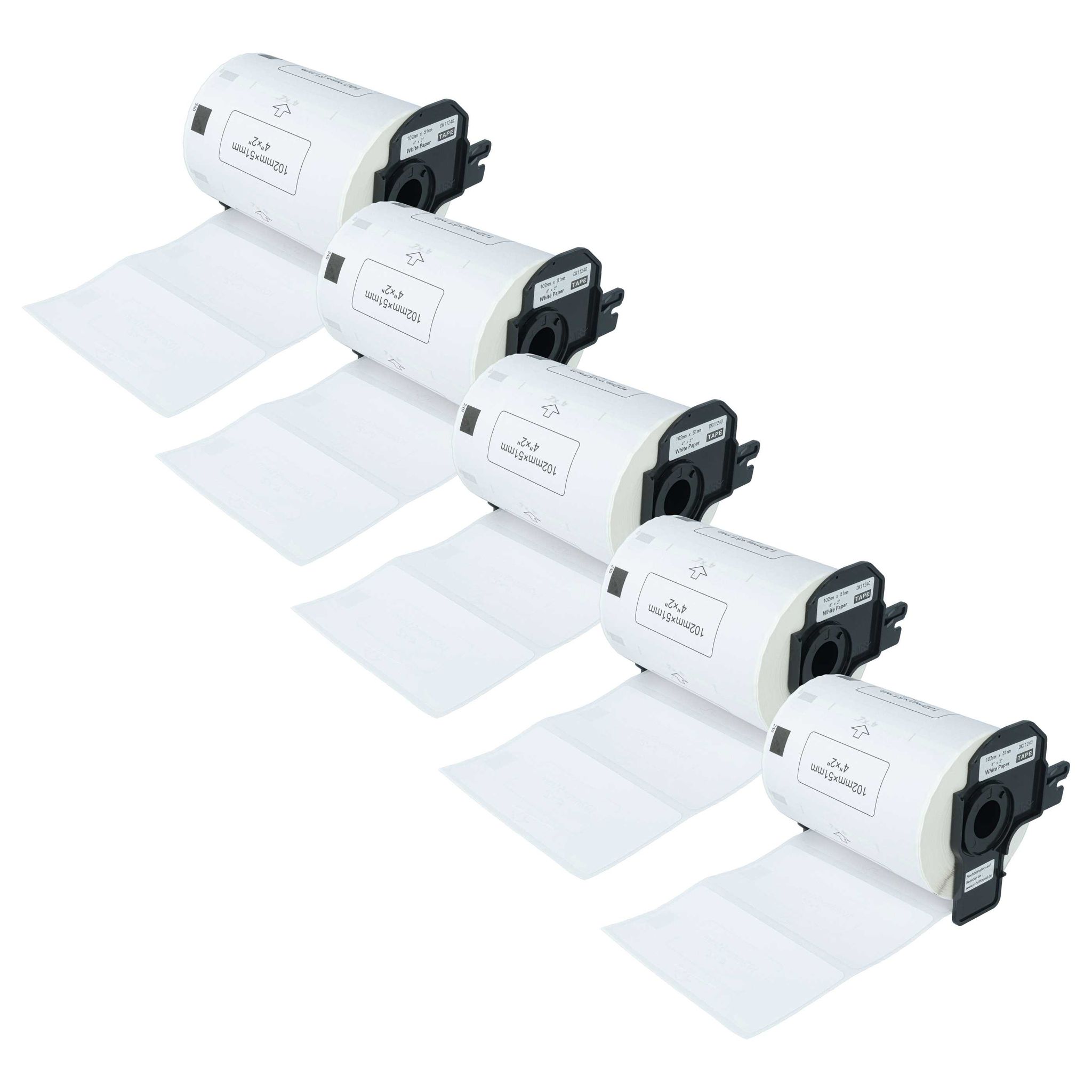 Vhbw 5x Etiketten-rolle Mit Halter 102mm X 51mm (600 Etiketten) Kompatibel Mit Brother Pt Ql500bw, Ql-550, Ql500bs Etiketten-drucker