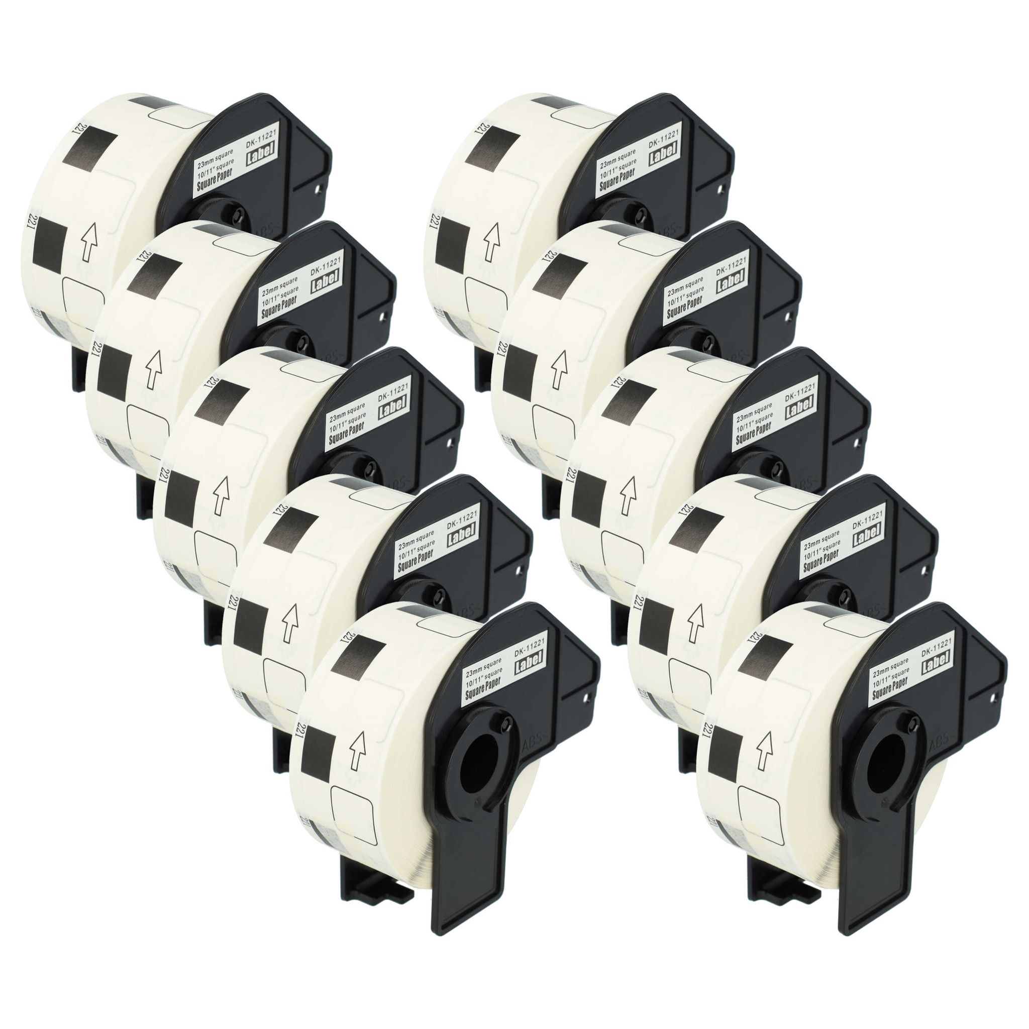 Vhbw 10x Etiketten-rolle Mit Halter 23mm X 23mm (1000 Etiketten) Kompatibel Mit Brother Pt Ql1050n Etiketten-drucker - Premium Weiß
