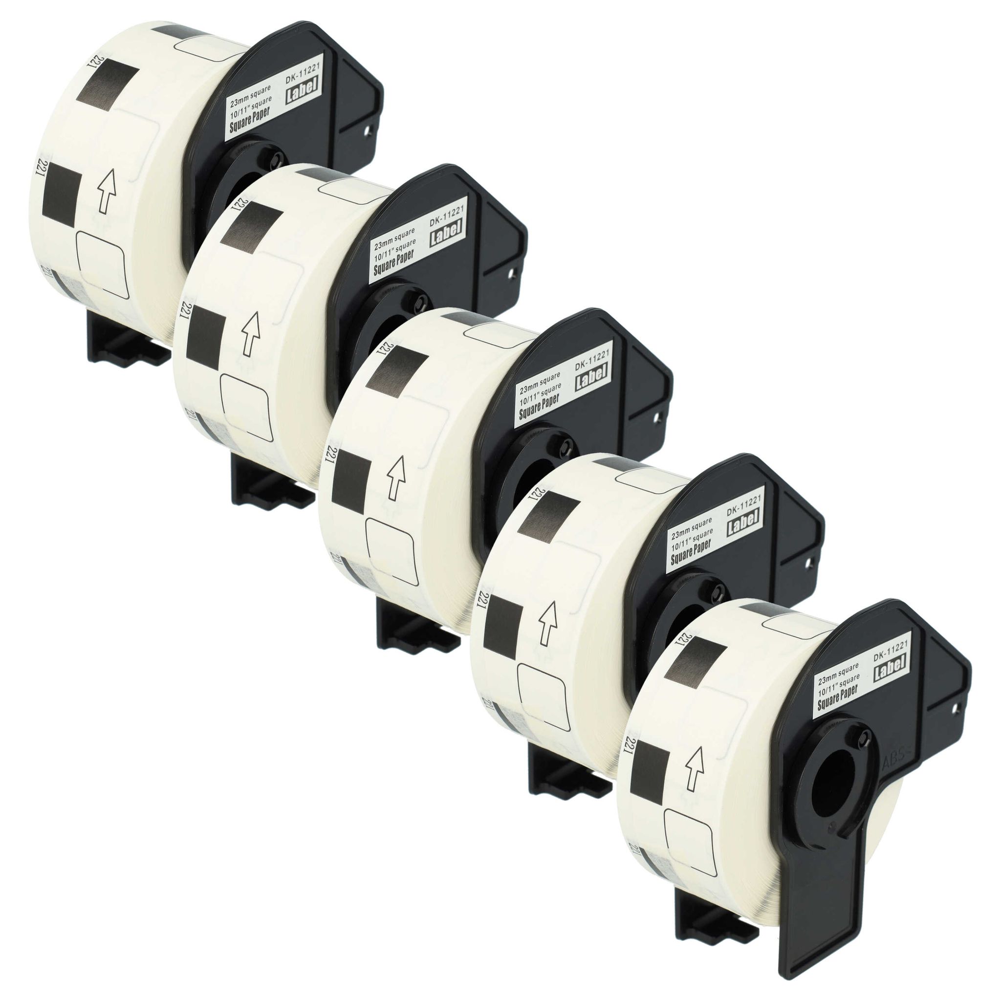 Vhbw - 5x Etiketten-rolle Mit Halter 23mm X 23mm (1000 Etiketten) Kompatibel Mit Brother Pt Ql1050n Etiketten-drucker - Premium Weiß