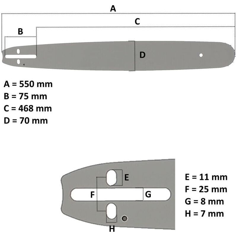 Gt Garden 50 Cm (20 Zoll) Kettensägen-führungsschiene – 8,25 Mm (0,325 Zoll), 1,5 Mm, 76-gliedrige Kette – Für Hartholz Entwickelt – Optimale Schnittleistung