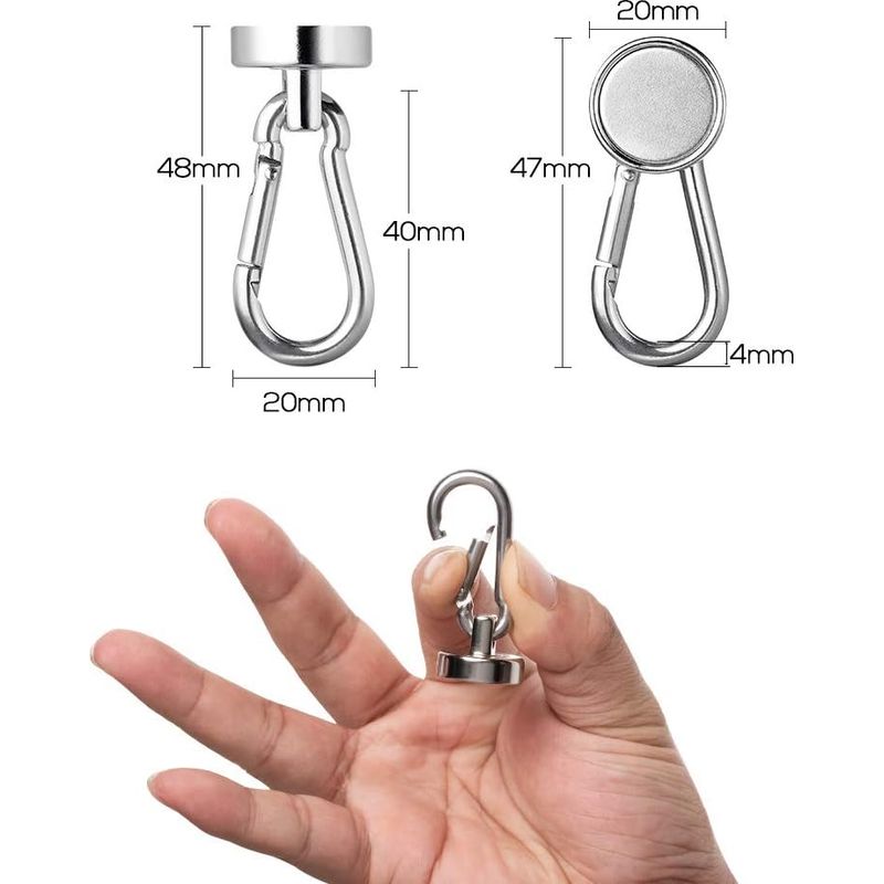 Leistungsstarke Magnethaken, Superstarker Neodym-magnet Mit Karabinerhaken, Max. Tragkraft 15 Kg, Für Büro, Garage, Lager, 8er-pack