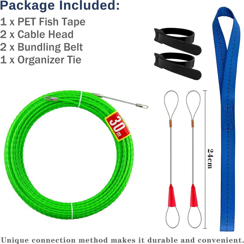 30-m-kabelzieher Für Elektriker – Kabelzieher, Spiralkabelzieher, Federkabelzieher Für Kabel Und Elektrische Installationen (30 M, Φ4,5 Mm)