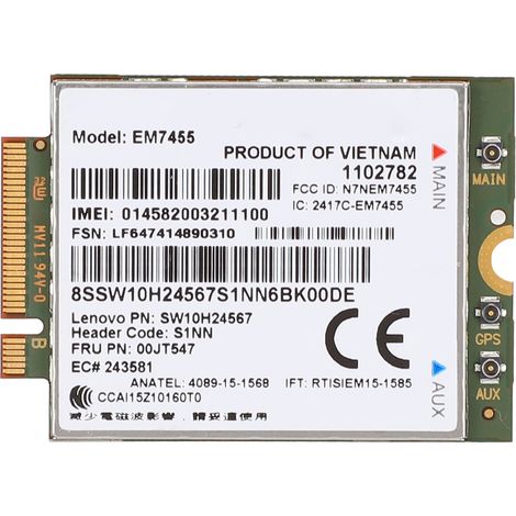 Em7455 Carte Réseau 4g Lte Sans Fil 50 Mbit/s, Kompatibel Mit Lenovo Thinkpad