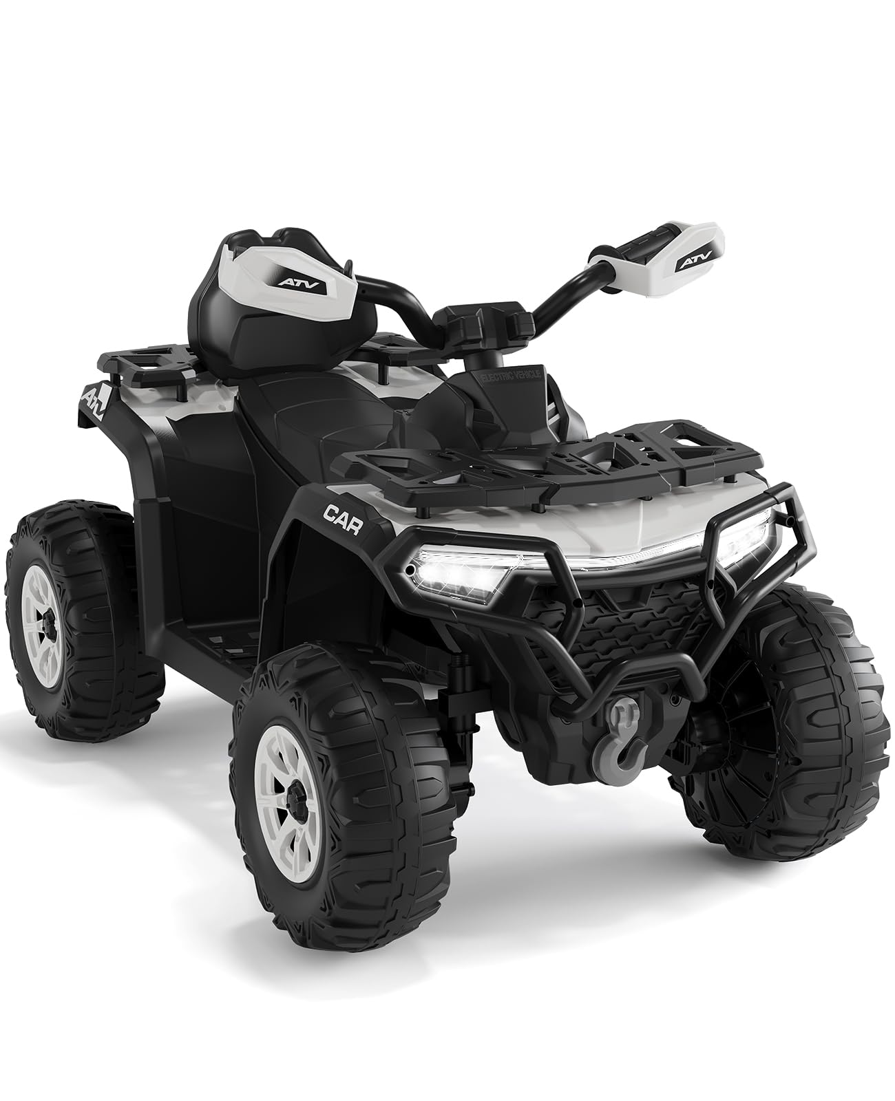 12v Elektrisches Kinder-atv – Doppelmotor, Elternfernbedienung, Led, Musik, Usb – Ab 3 Jahren – Weiß