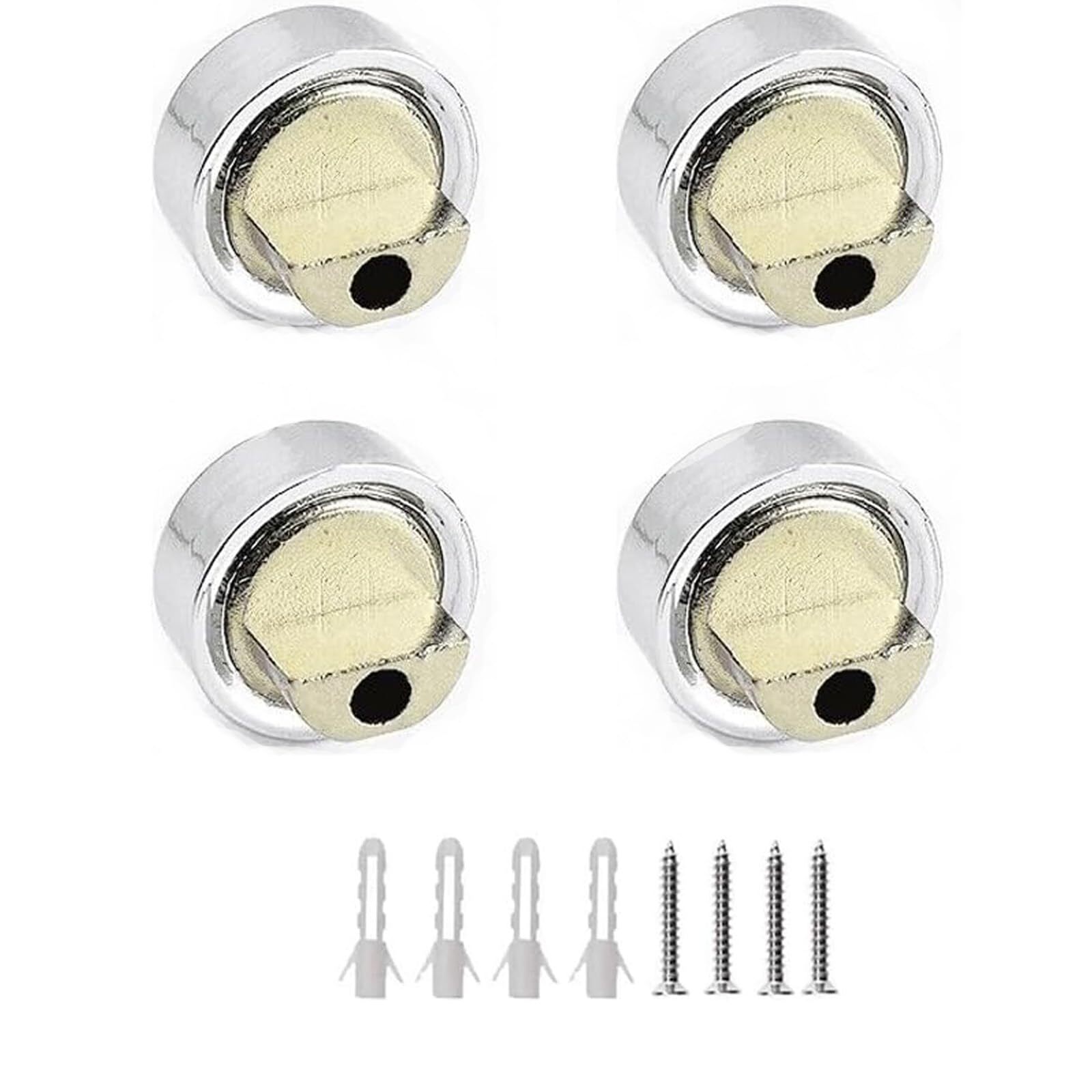 4 Runde Spiegelklemmen Aus Zinklegierung (6–7 Mm) Mit Dübeln Und Schrauben Für 3–5 Mm Dicke Spiegel Und Glas.