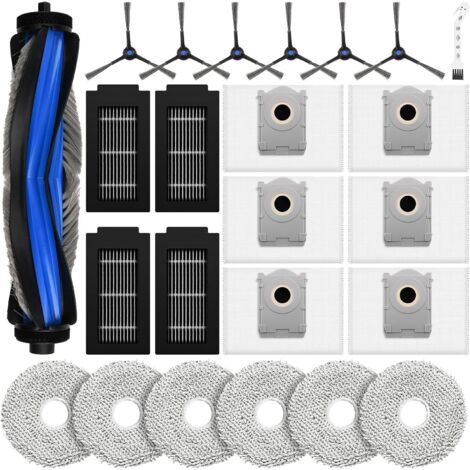 24-teiliges Zubehörset Für Den Ecovacs Deebot T50 Pro Omni / T50 Omni / T50 Saugroboter: 1 Hauptbürste, 6 Reinigungstücher, 6 Staubbeutel, 4 Filter, 6 Seitenbürsten, 1 Wischbürste