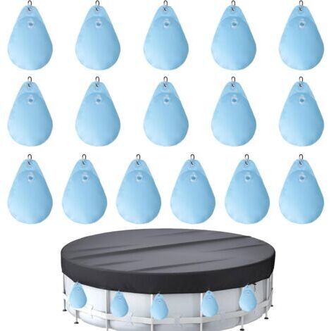 16er-pack Poolabdeckungs-wassersäcke Mit Haken, Robuste Poolabdeckungs-wassersäcke, Auslaufsichere Pvc-hängesäcke, Befüllbar, Winter-poolabdeckungsgewichte
