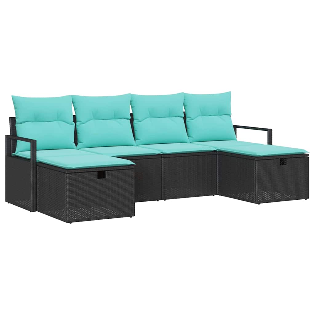 Maison Exclusive - Sofa Set 6 Stk. 6-sitzer Schwarz Und Türkis Po