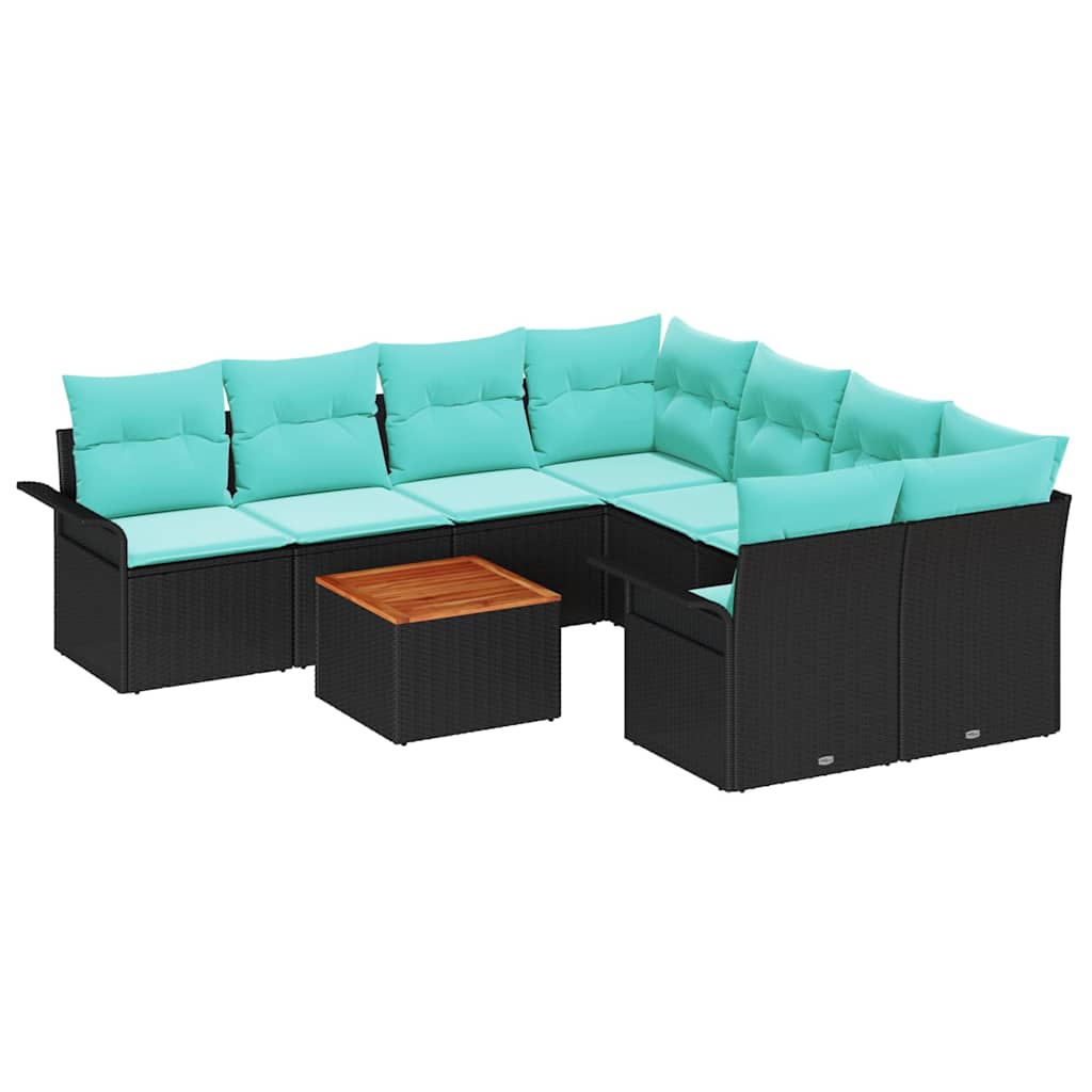 Maison Exclusive - Gartensofa-set 9 Stk. 8-sitzer Schwarz Und Tür