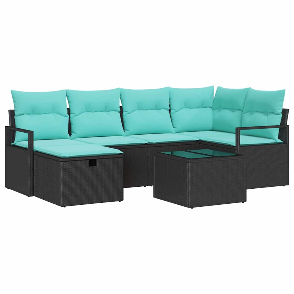 Maison Exclusive - Sofa Set 7 Stk. 6-sitzer Schwarz Und Türkis Po