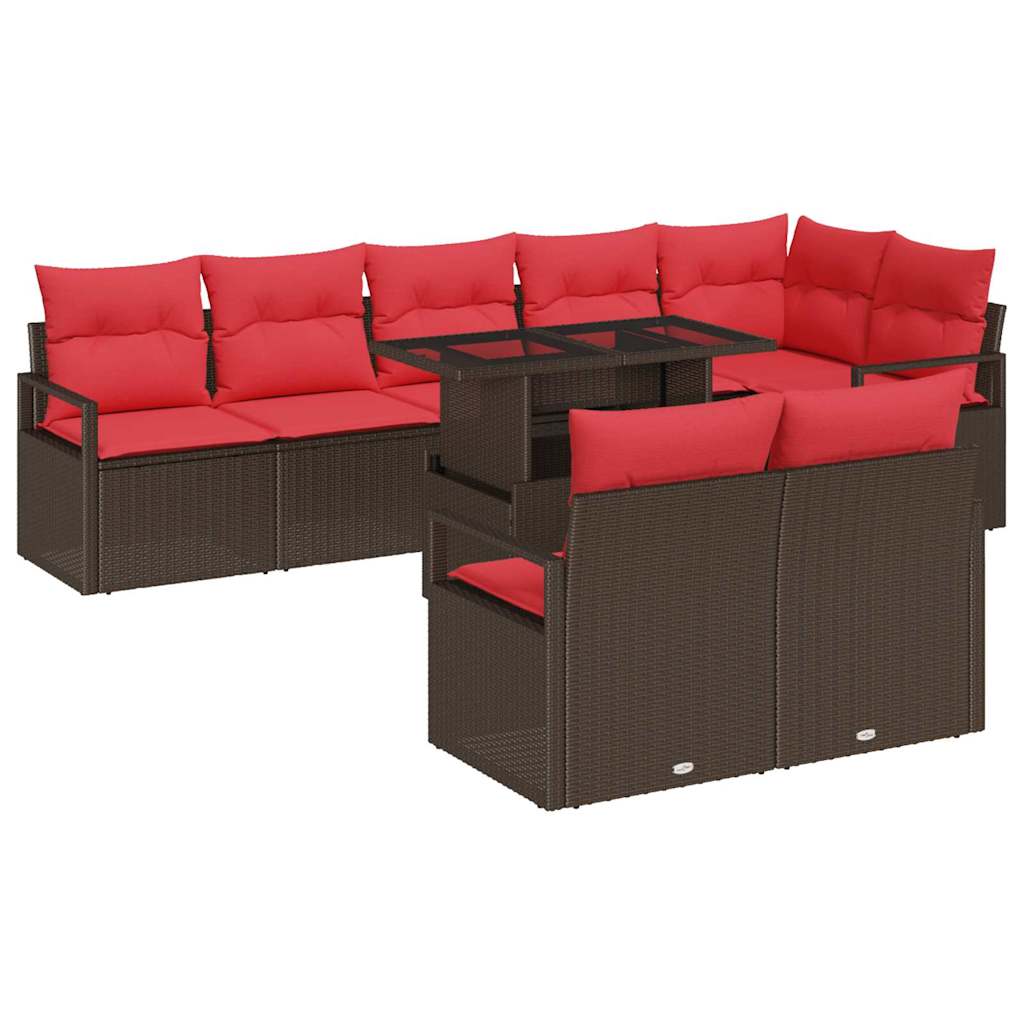 Maison Exclusive - Gartensofa-set 9 Stk. 8-sitzer Braun Und Rot P
