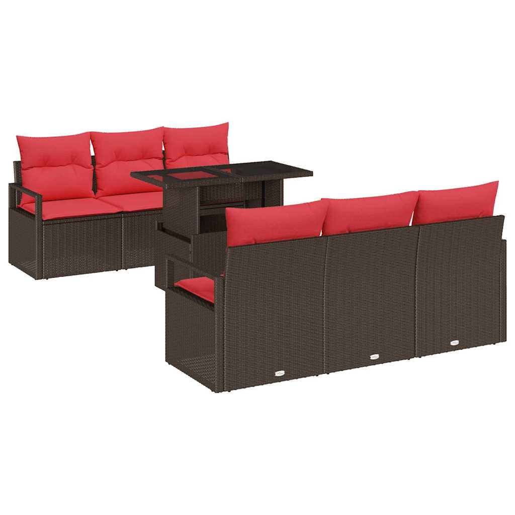 Maison Exclusive - Gartensofa-set 7 Stk. 6-sitzer Braun Und Rot P