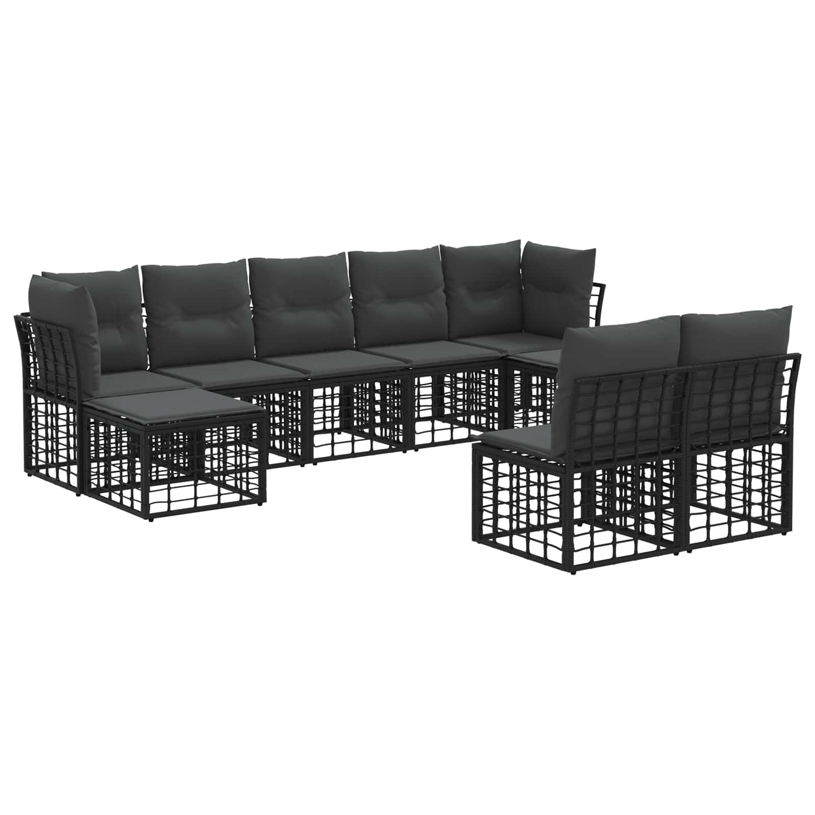 Maison Exclusive - Outdoor-sofagarnitur 9-sitzer Schwarz Und Dunk