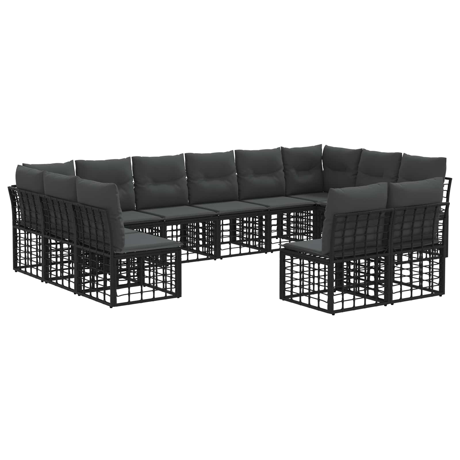 Maison Exclusive - Outdoor-sofagarnitur 12 Stk. 12-sitzer Schwarz