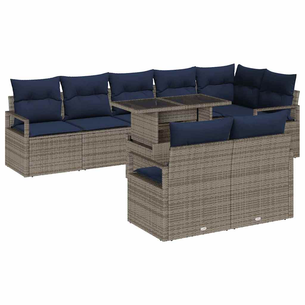 Maison Exclusive - Gartensofa-set 9 Stk. 8-sitzer Grau Und Marine