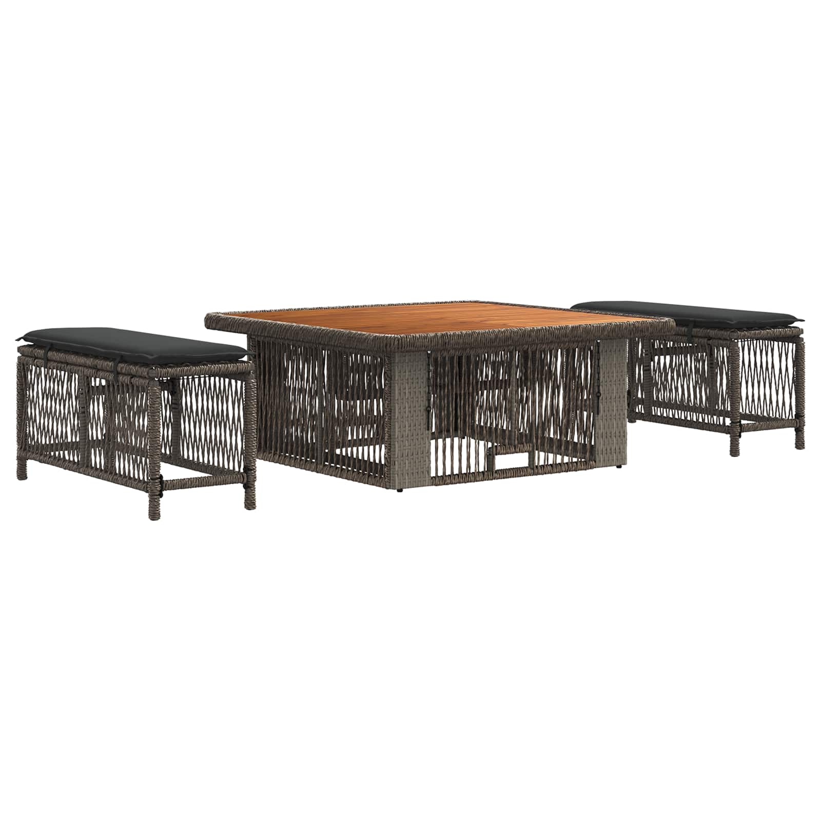 Maison Exclusive - Garten Essgruppe 3 Stk. 2-sitzer Grau Und Dunk