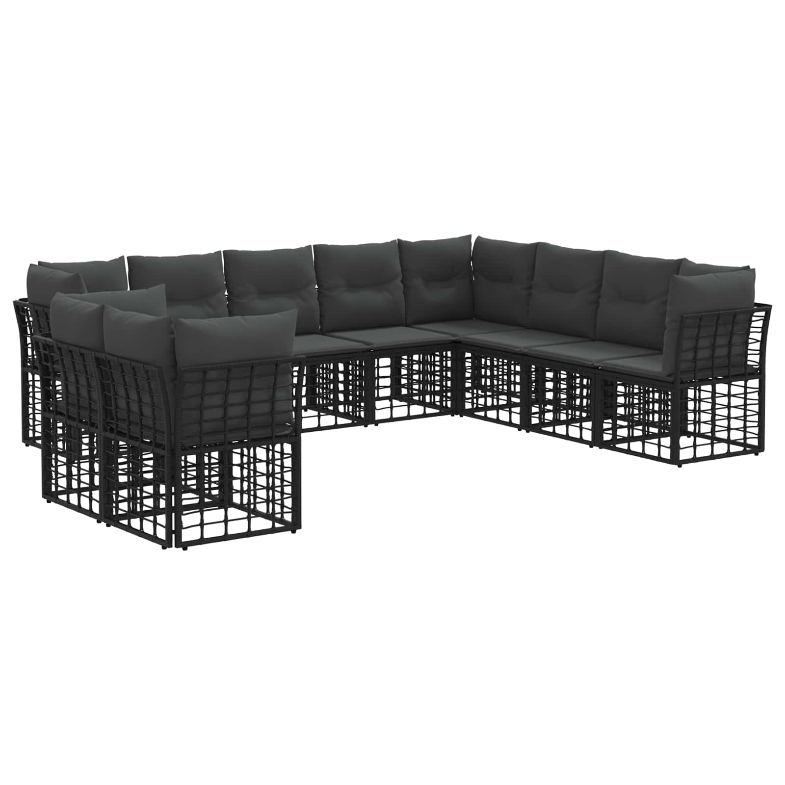 Maison Exclusive - Outdoor-sofagarnitur 10 Stk. 10-sitzer Schwarz