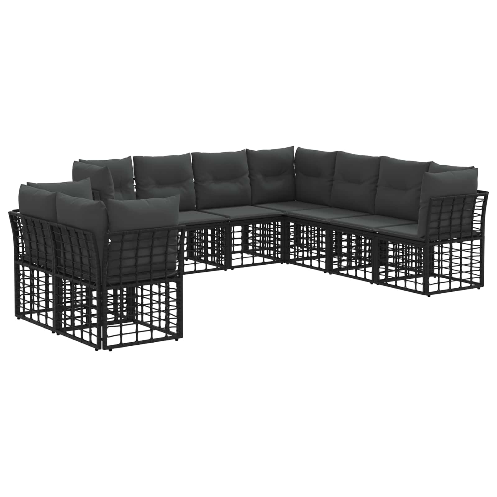 Maison Exclusive - Outdoor-sofagarnitur 9-sitzer Schwarz Polyeste