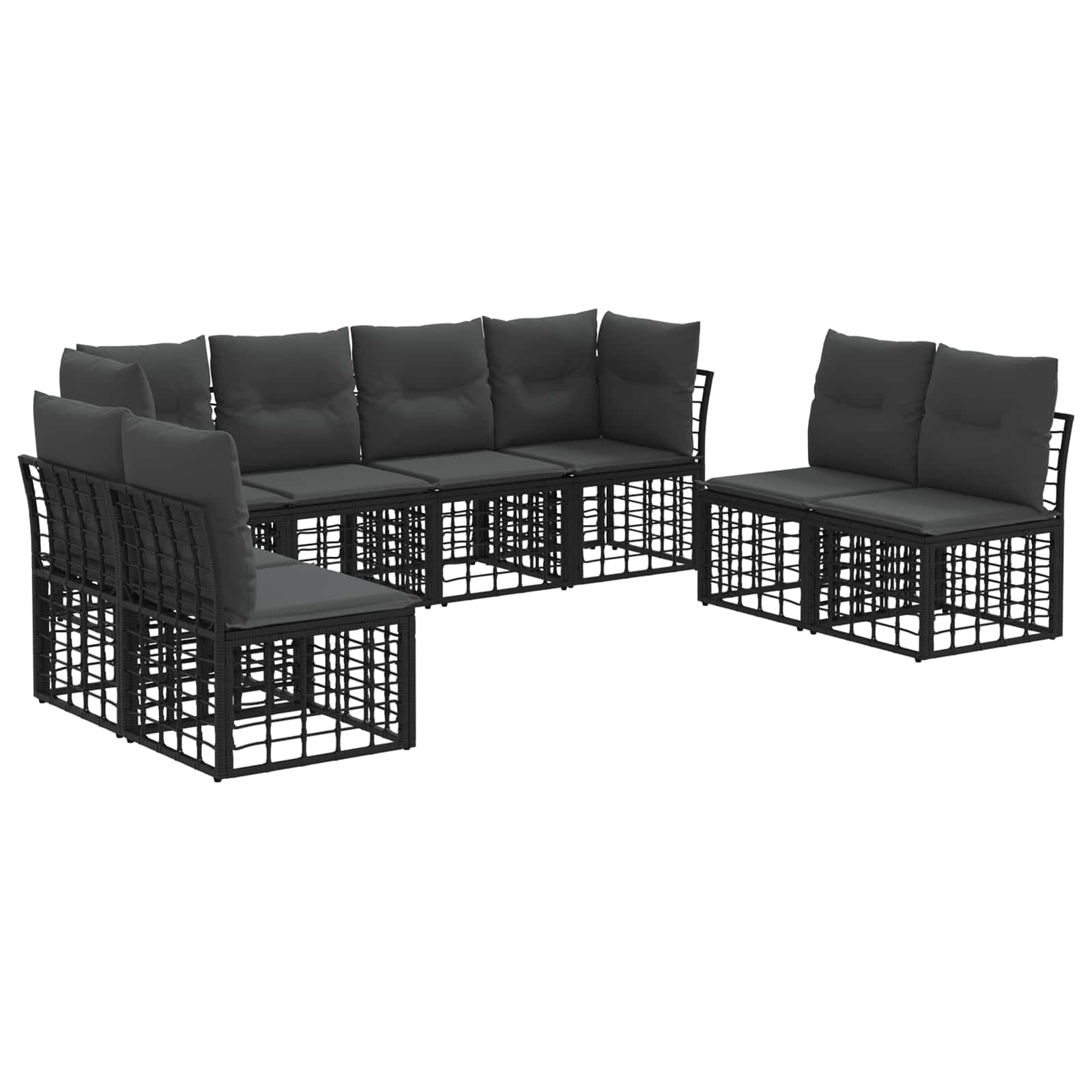 Maison Exclusive - Outdoor-sofagarnitur 8-sitzer Schwarz Polyeste