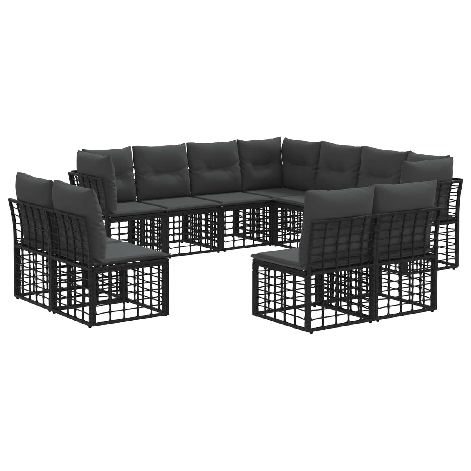 Maison Exclusive - Outdoor-sofagarnitur 11-sitzer Schwarz Polyest