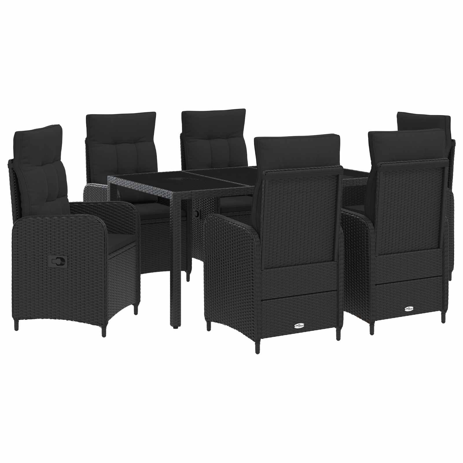 Maison Exclusive - Outdoortisch-set 7 Stk. Schwarz 150 X 90 X 75