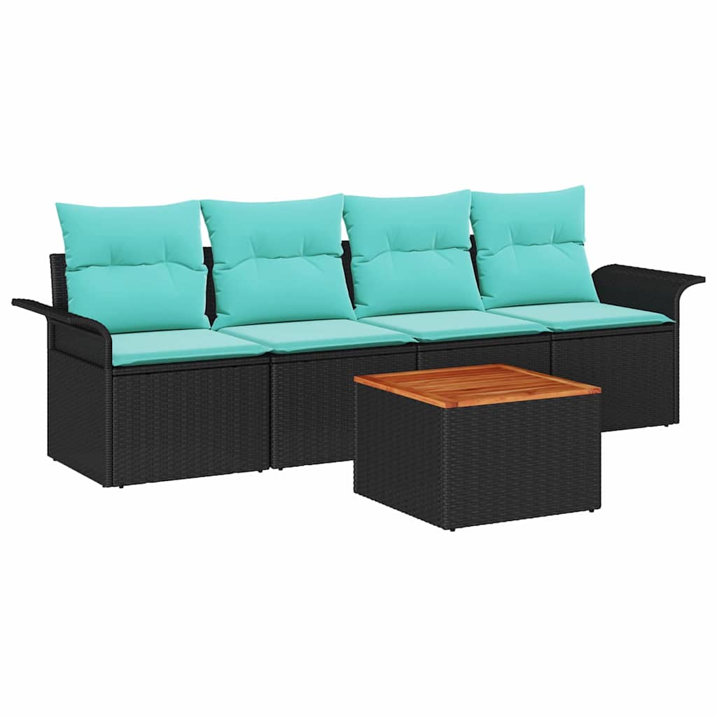 Maison Exclusive - Gartensofa-set 5 Stk. 4-sitzer Schwarz Und Tür