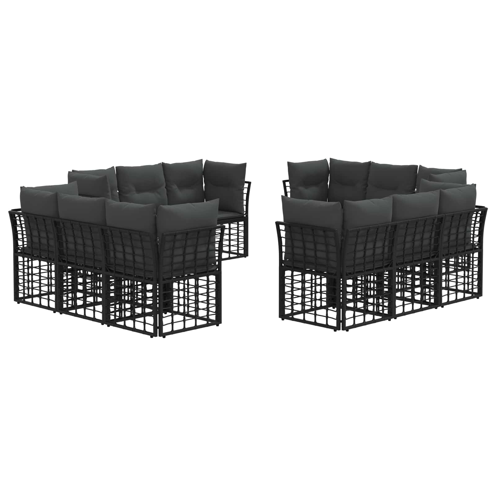 Maison Exclusive - Outdoor-sofagarnitur 12-sitzer Schwarz Polyest