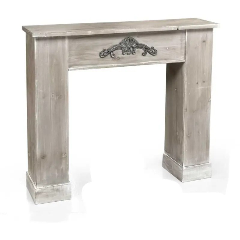 Rustikale Kaminkonsole Aus Massivem Holz, 110 X 23 X 96 Cm, Shabby Chic Design Mit Barocker Dekoration