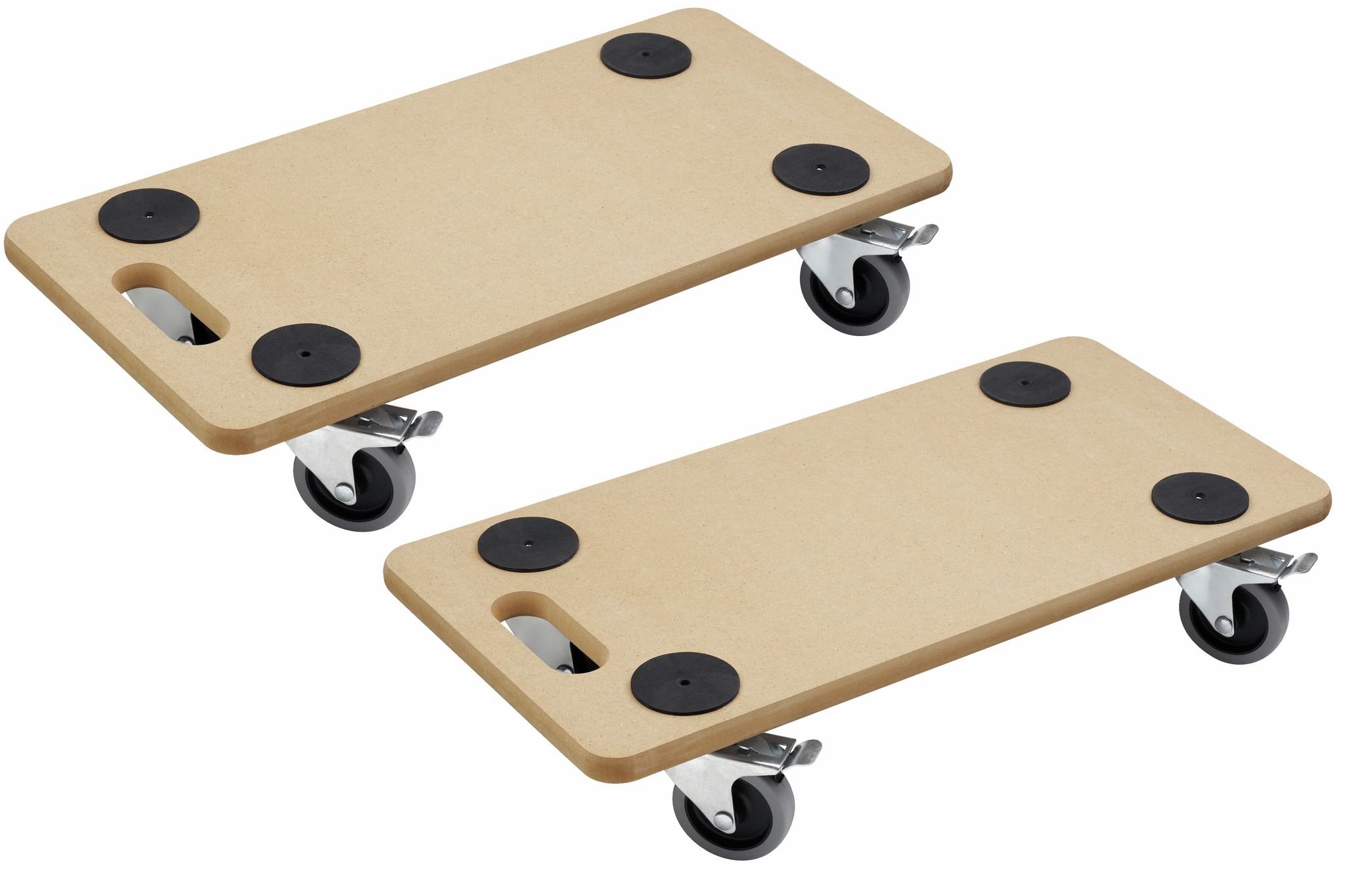 Metafranc Transportroller 590 X 290 Mm - 2 Stück - 200 Kg Tragkraft - Mdf-platte Mit Tpe-rädern Und Bremsen