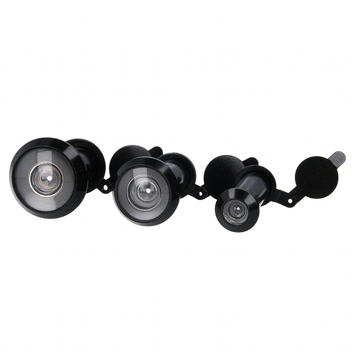 Robuster Türspion Schwarz Mit Klappe – Langlebiges Messing - 180° Rundumblick