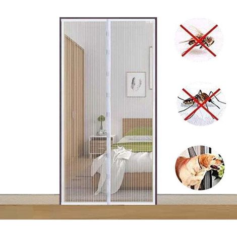 Moskitonetz Für Fenster, Maßgefertigter Magnetischer Fliegengitter Für Türen, Moskitovorhang Für Eingang, Tür, Terrasse, Weiß, 80 X 210 Cm