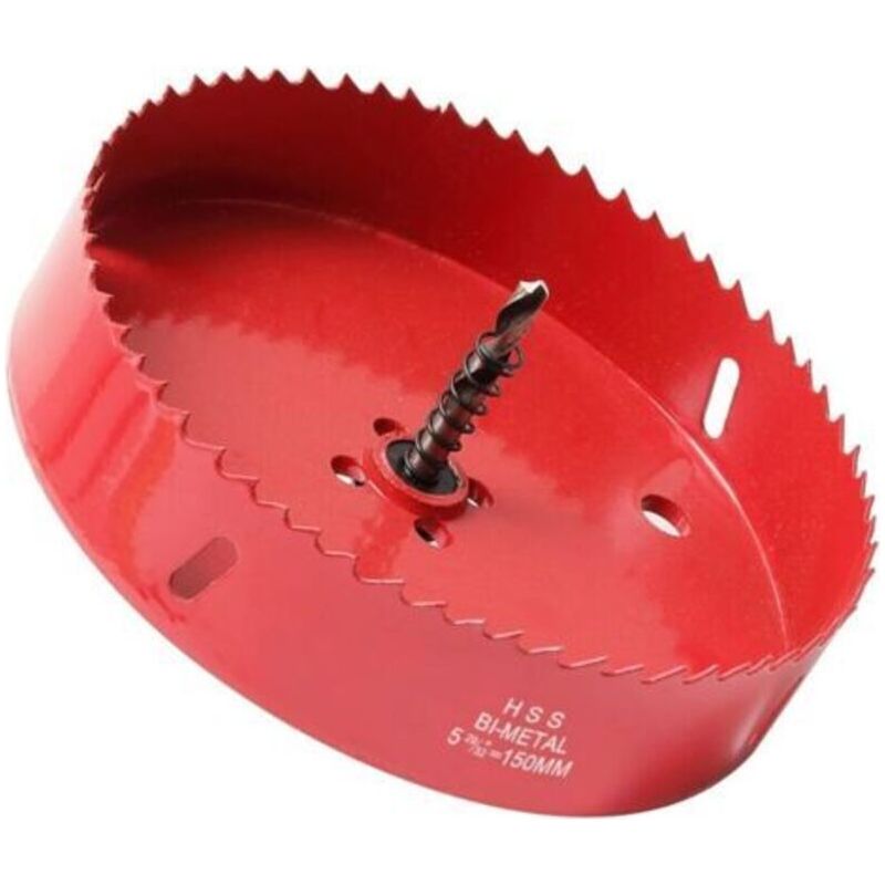 150-mm-bimetall-lochsäge, Hss-m42-bimetall-kernbohrer Mit Zentrierbohrer Für Schwerlastbohrungen In Eisen, Aluminium, Holz, Gipskarton, Rohren Und Faserplatten/rot