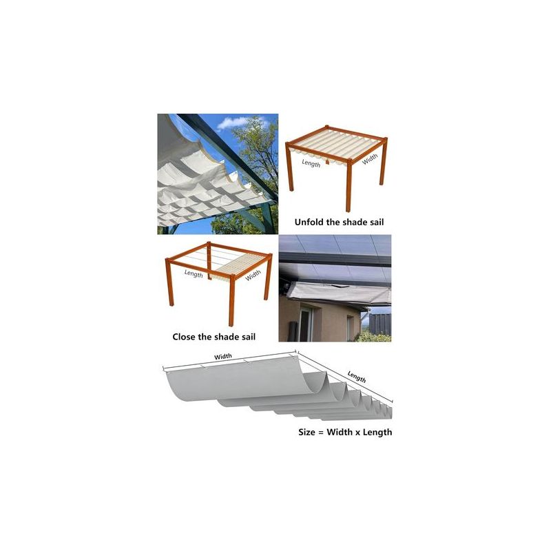 Hellgraues, 1 X 4 M Großes, Einziehbares Sonnensegel Mit Wellenmuster, Wasserdicht, Rechteckig, Sonnenschutznetz Mit Uv-schutz Für Gärten, Balkone, Pergolen Und Terrassen