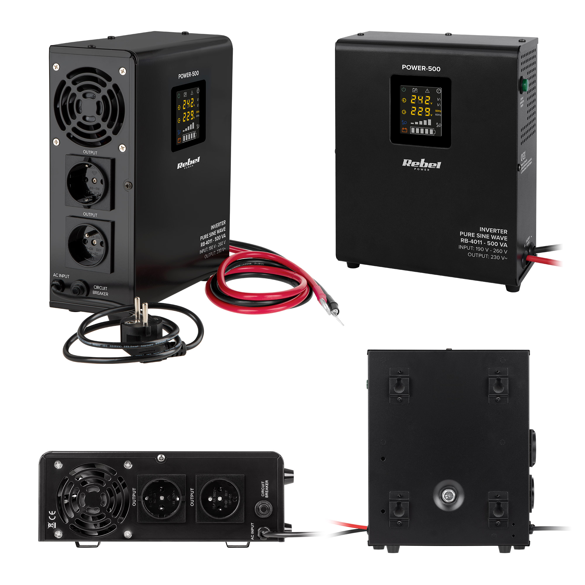 Rebel Power 500 Usv Wandmontiertes Notstromaggregat 12v/230v 500va/300w