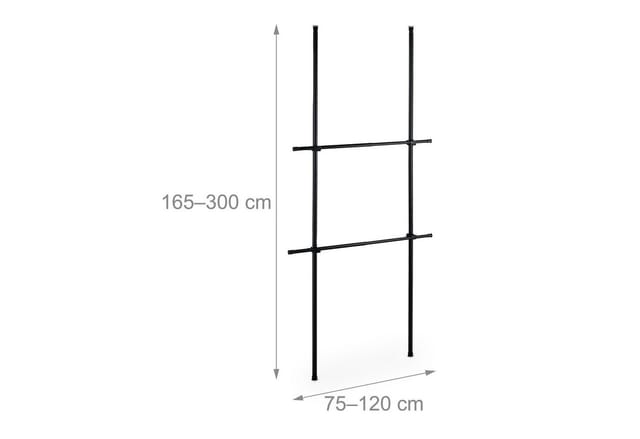 Relaxdays Garderobensystem Teleskop, 165–300 Cm Höhenverstellbar, 75–120 Cm Breite, Ohne Bohren, Kleiderständer, Schwarz