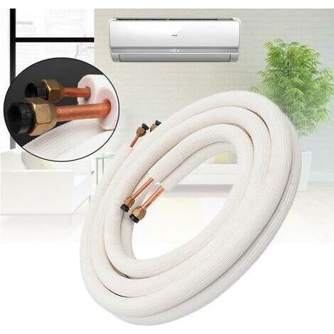 1/4" & 3/8" Klimaanlagen-kupferschlauch – Isolierter Kältemittelschlauch Aus Kupfer Und Aluminium – Klimaanlagenkomponenten – 3 Meter, Weiß