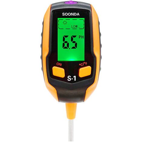 Bunthaus Ph-mètre Numérique 4 En 1 – Mesure Ph, Humidité, Lumière Et Température – Sonde 20,5 Cm Pour Intérieur Et Extérieur - Sol 4 En