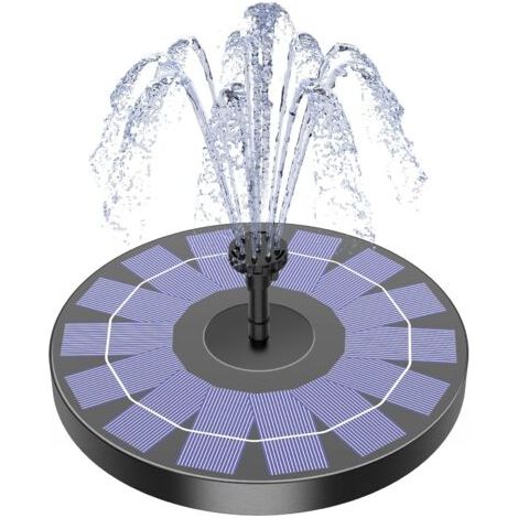 Bunthaus Fontaine Solaire À Pompe Pour Bain D'Oiseaux Avec 6 Buses, 2,5 W Pou Jardin, Étang, Piscine, Aquarium Et Extérieur(2,5w)