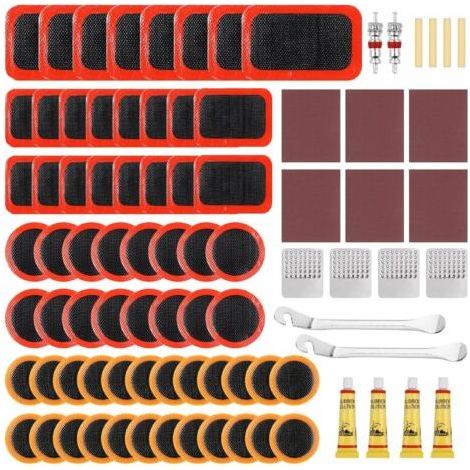 Rustine Velo, 86pcs Kit Reparation Pneu Velo, Rustine Chambre A Air, Kit De Crevaison, Boîte De Rangement Portable, Rustines Chambre À Air