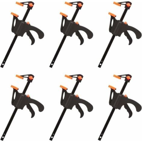Bunthaus Dstockage Lot De 6 Serre-joints En Forme De F, Serre Joint Avec Serrage Rapide Et Facile, Outils Main Pour Menuiserie, Porte En Bois(4pouces)