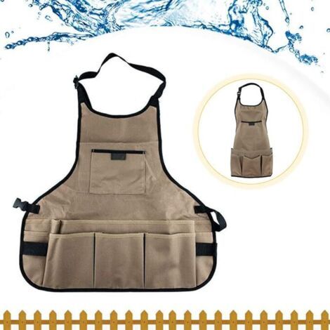 Bunthaus Tablier De Jardinage Kaki Réglable En Tissu Oxford Avec Poches - Multifonction Imperméable Pour Charpentier, Jardinier, Femmes, Hommes, Adultes (épais)