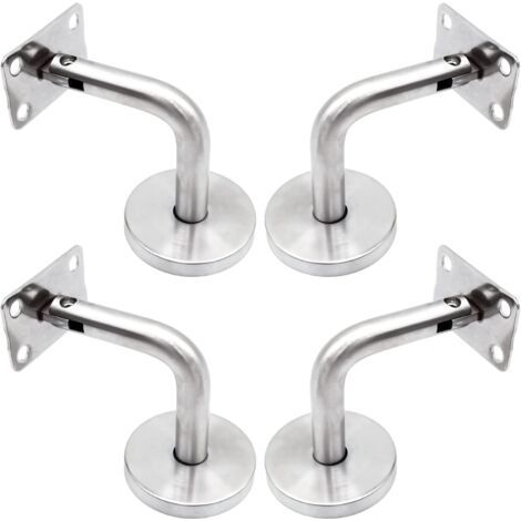 Bunthaus Supports De Main Courante Pour Fixation Murale Acier Inoxydable Poli Support Escalier Avec Couvercle Base Supports Muraux Garde-corps Pour Mur Intérieur, Loft, Barre Support Pour Corridor 4 P