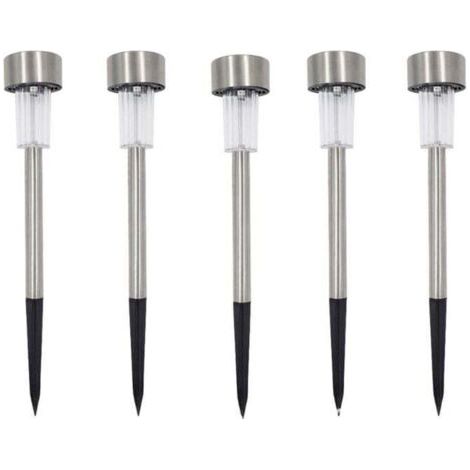 Bunthaus Lot De 5 Bornes Solaires À Led Lampes De Jardin À Planter，lumière Blanche