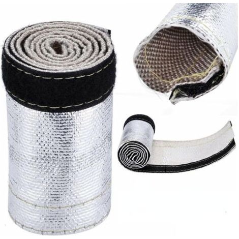 Bunthaus 30mmx1m Bouclier Thermique En Tissu De Fibre De Verre, Gaine De Tuyau En Fil Isolé Tuyau Aluminisé Et Tuyau Argenté Protection De Fil Barrière Gaine Thermique Gris Blanc