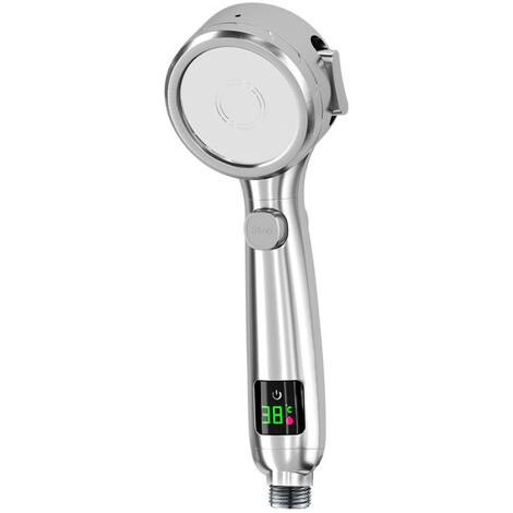 Bunthaus Pomme De Douche À Température Digitale,pomme De Douche Économe En Eau,quatre Modes De Pomme De Douche À Pluie, Un Interrupteur À Clé Pour Convenir Aux Adultes, Enfants Et Animaux Domestiques,