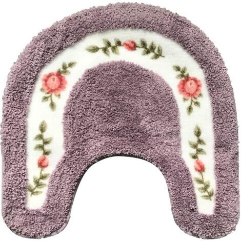 Bunthaus 1 Pack Purple 50x50 Cm Antislip Bathroom Mat Rose Mat Soft Absorbent Bathroom Rug U Shape Floral Bathroom Shower Mat Kitchen Rug