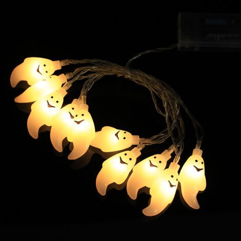 Bunthaus Décoration D'Halloween En Une Seule Pièce, 20 Led Blanches Fantômes, Guirlande Lumineuse Pour Halloween, Guirlande Lumineuse Extérieure, Décoration D'Halloween.