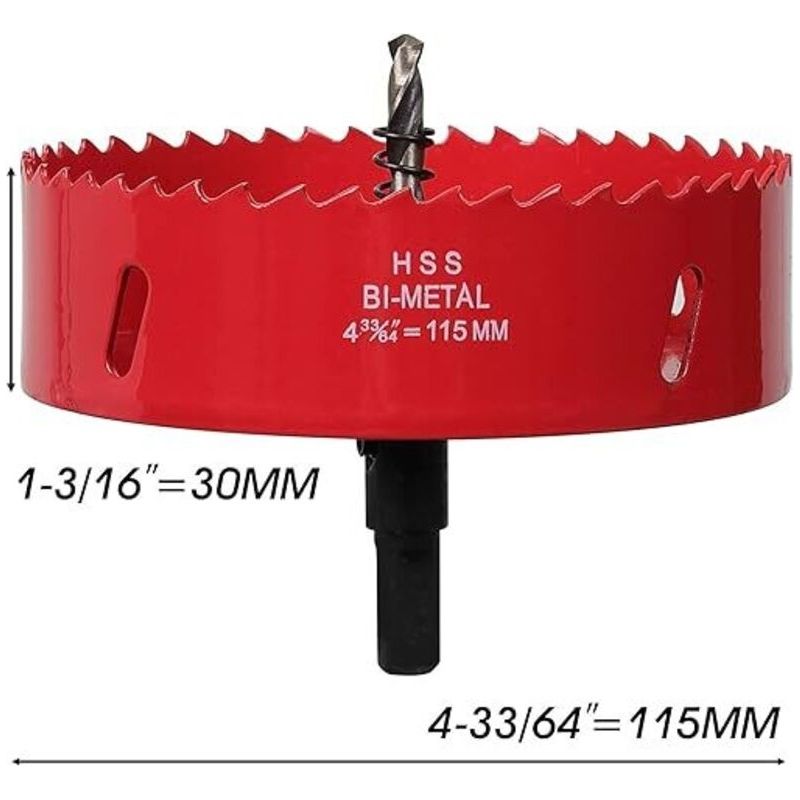 115-mm-lochsäge – M42 Hss Bi-metall-schnellarbeitsstahl – Pilotbohrer Für Präzisionsbohrungen In Eisen, Holz Und Aluminium
