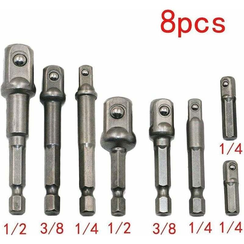 8-teiliger Innensechskant-steckschlüsselsatz 1/4", 3/8", 1/2" - Gehärteter Chrom-vanadium-stahl - Integrierter Magnetgriff
